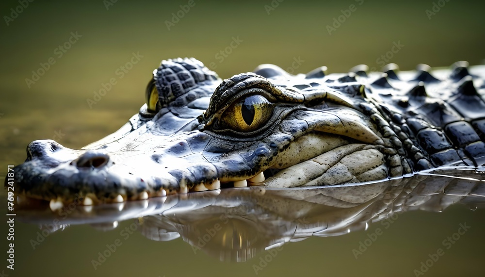 An Alligator With Its Eyes Gleaming In Anticipatio