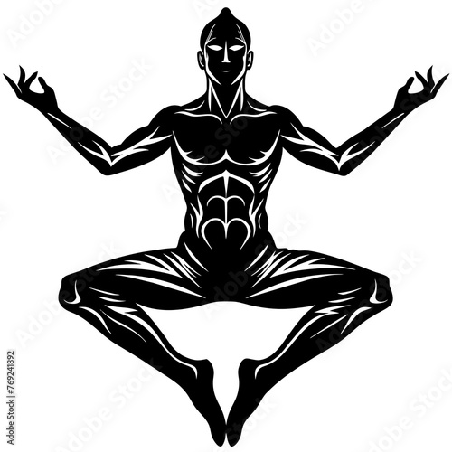 Yoga silhouette vector art illustration © Moriom