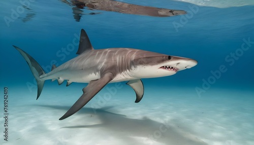 A Hammerhead Shark Hunting In Shallow Waters
