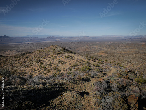 Ridge line Trail atop beautiful desert hills near Nelson Nevada in lake Mead National Recreation Area
