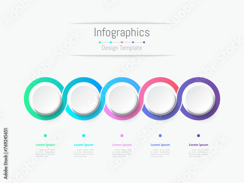Infographic 5 options design elements for your business data. Vector Illustration.