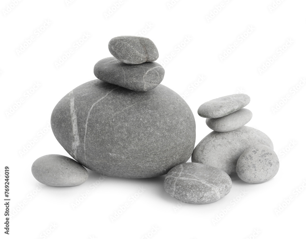 Group of different stones isolated on white Group of different stones isolated on white