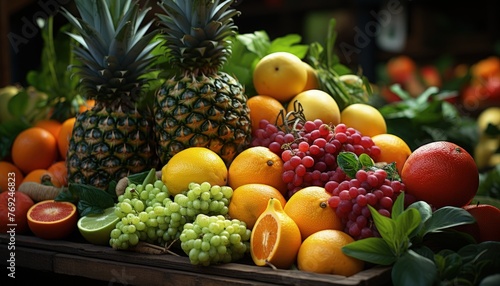 A selection of exotic fruits at a market