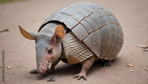 An Armadillo With Its Shell Cracked And Broken
