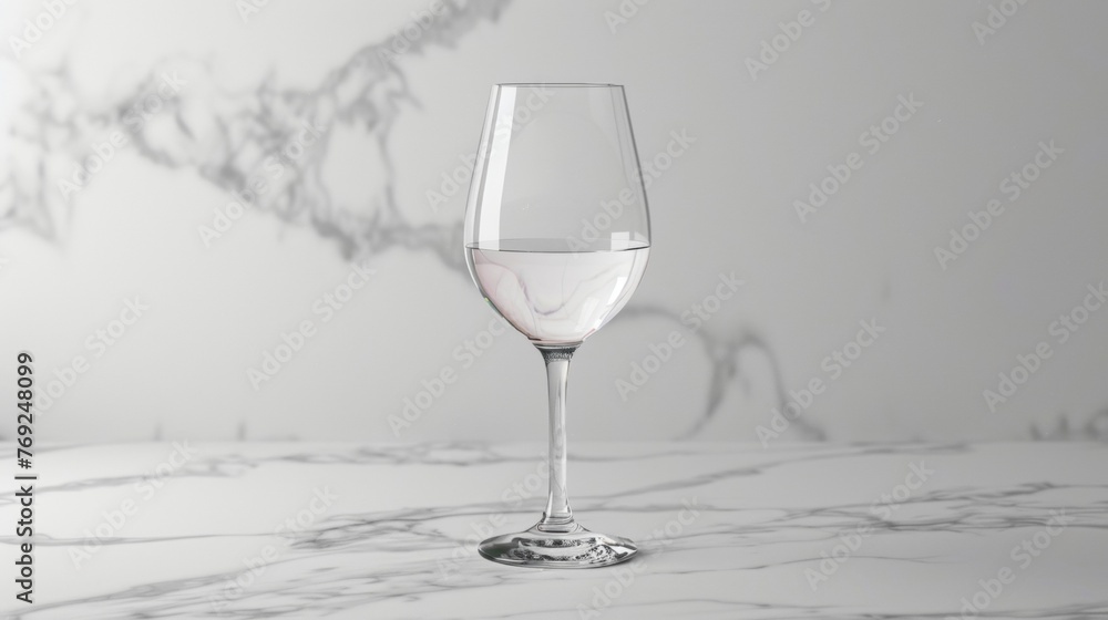 Obraz premium Blank mockup of a glass wine glass with a sophisticated and elegant label design.