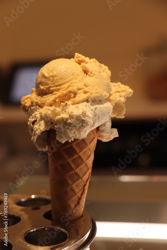 Fresh scooped ice cream cone