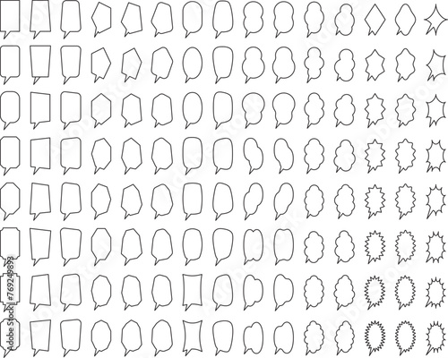 吹き出し、スピーチバブル、フレームのベクターイラストセット
