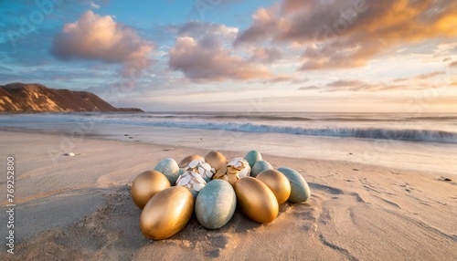 easter eggs on the beach © Nathaniel