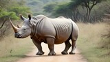 A Rhinoceros In A Safari Trail
