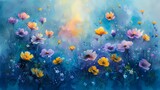 Digital watercolor wild flowers canvas abstract graphics poster web page PPT background with generative