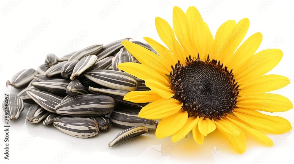Fototapeta premium Sunflower seeds isolated on white background for clear presentation and perfect search relevance