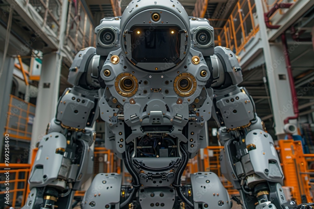 A highly detailed image of a futuristic humanoid robot with intricate mechanical design and artificial intelligence concept A highly detailed image of a futuristic humanoid robot with intricate mechanical design and artificial intelligence concept
