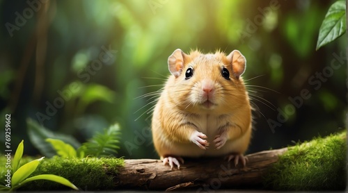 A gerbil in jungle forest background from Generative AI