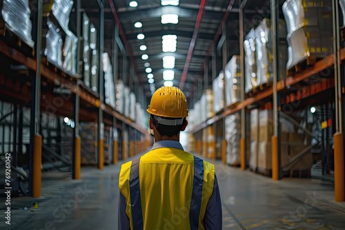 Engineer supervising the operation of a distribution warehouse