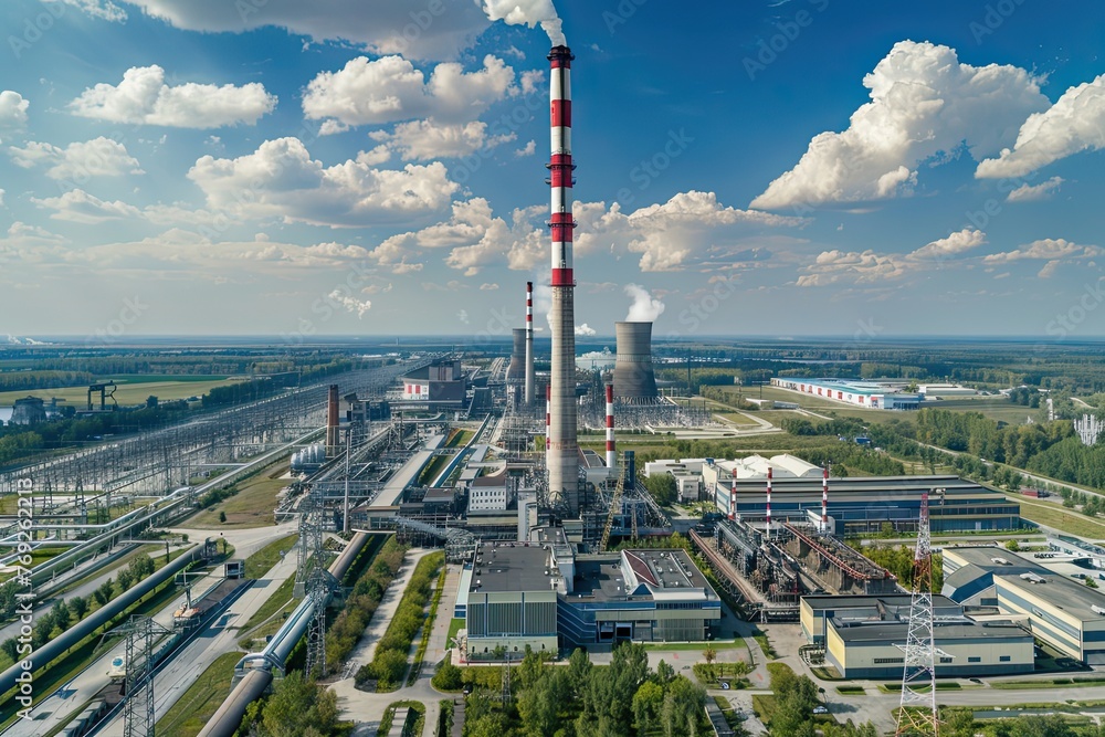 Obraz premium panoramic view of the coal-fired power plant in Belchatów, Poland