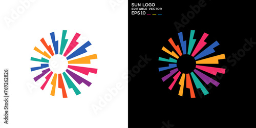 Vector design template of colorful abstract sun, light, round, round, rotating, icon symbols EPS 10