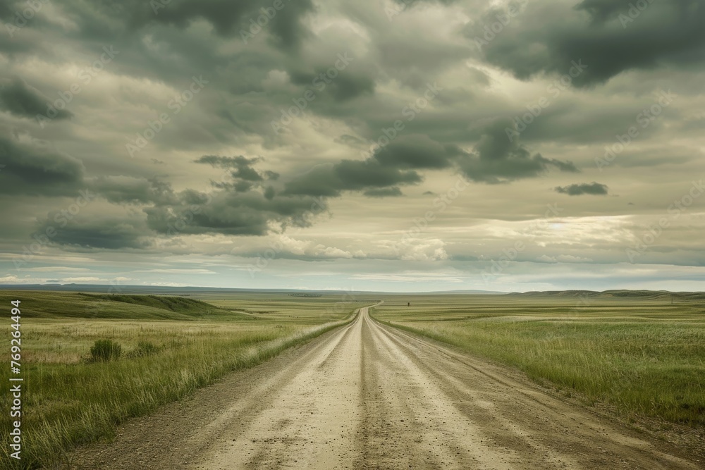 road in Saskatchewan, prairies of Canada, good quality landscape photo 