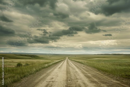 road in Saskatchewan  prairies of Canada  good quality landscape photo 