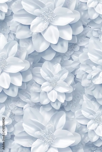 White geometric floral leaves 3d tiles wall texture background for panoramic banners