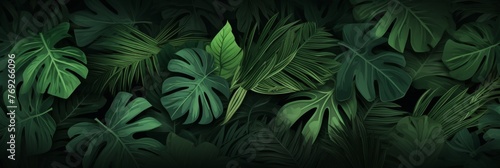 Tropical leaves background banner