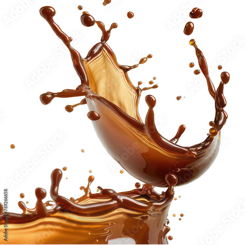 side view of espresso splash transparent isolated on white PNG