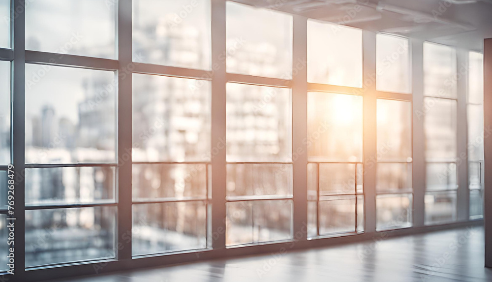 A beautiful modern spacious office hall with panoramic windows and a perspective in pleasant orange
A beautiful modern spacious office hall with panoramic windows and a perspective in pleasant orange