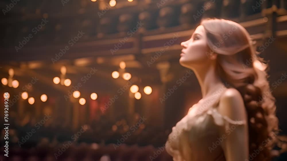 Female Singer Performer in Dress Standing in Front of Stage Generative AI Female Singer Performer in Dress Standing in Front of Stage Generative AI