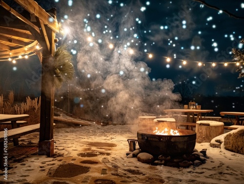 Hotpot under the stars outdoor winter delight