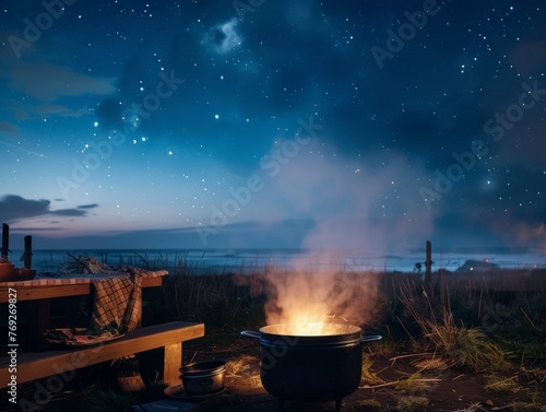 Hotpot under the stars outdoor winter delight