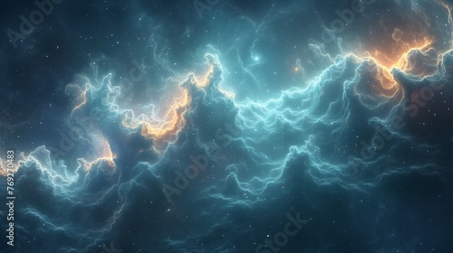 Black dark turquoise blue white night sky. Cloud star constellation galaxy nebula universe space dream fly sleep. Light moon glow twinkle. Fantasy, fantastic, epic. Wallpaper concept