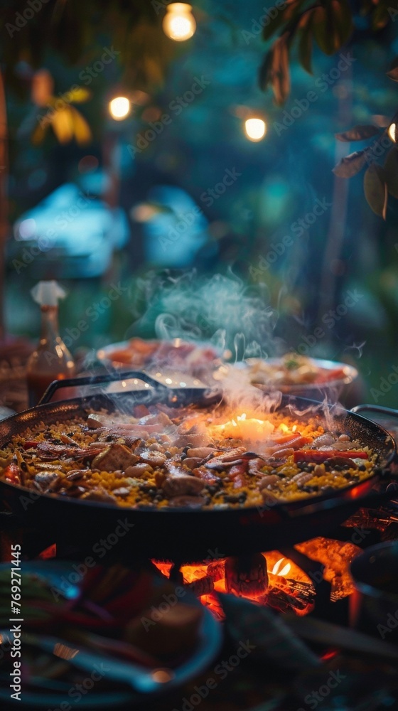 Paella night in the plaza community feast Paella night in the plaza community feast