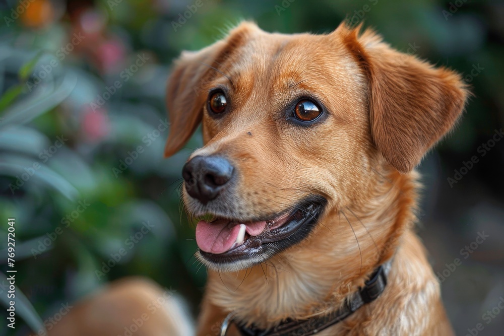 Only the attentive ear and neck of a golden retriever are visible, conveying the dog's alertness and focus Only the attentive ear and neck of a golden retriever are visible, conveying the dog's alertness and focus