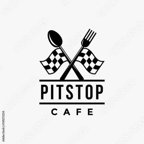 Pitstop cafe logo icon vector template for restaurant / cafe on white background