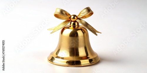 Photo Golden Christmas Bell Isolated on White