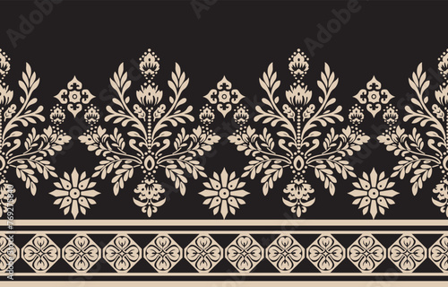 Motifs Ikat floral paisley embroidery on white background.geometric ethnic oriental pattern traditional.Aztec style abstract vector illustration.design for texture,fabric,clothing,wrapping,decoration