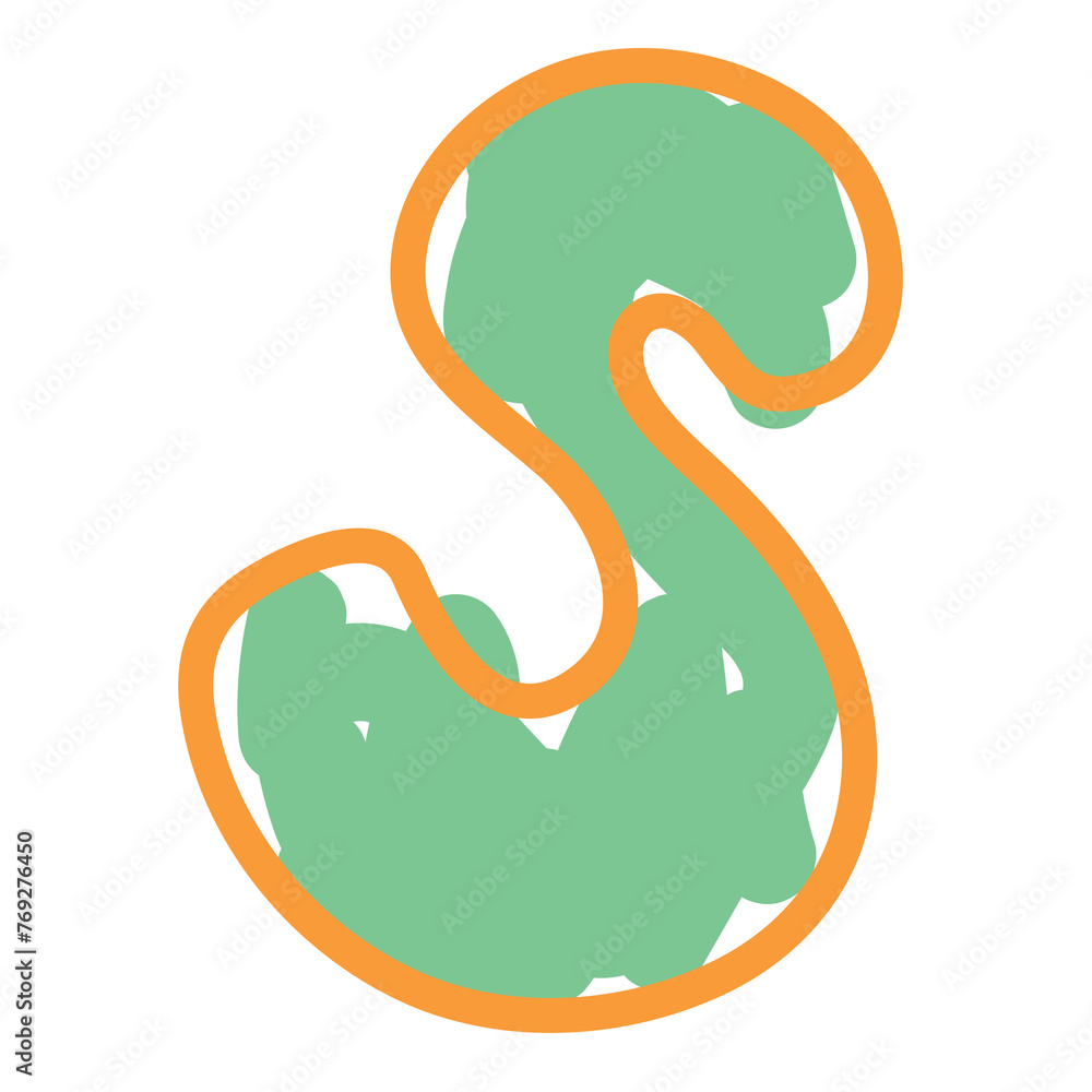 Hand drawn S alphabet letter for brand logo, icon, decoration, pastel ...