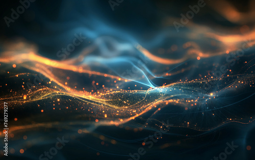 Abstract background of Luminous Data Streams Flowing Through a Digital Landscape