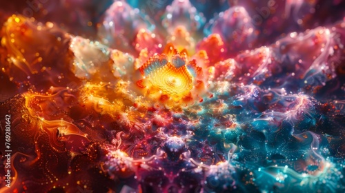 A kaleidoscope of colors and patterns symbolizing the endless variations and permutations that exist in the multiverse.