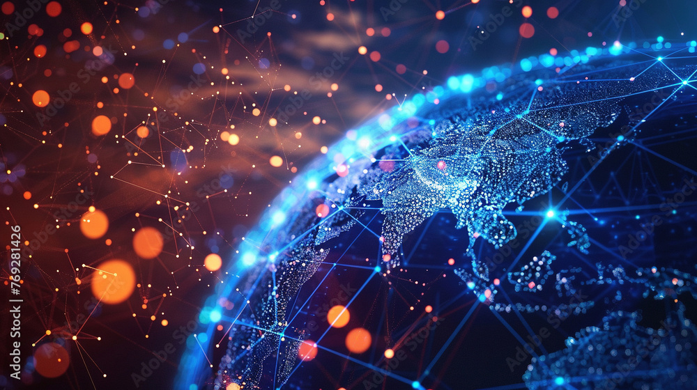 Digital world globe, concept of global network and connectivity on ...