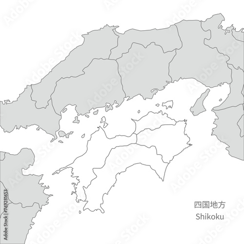 四国地方、四国地方と周辺のスタイリッシュな地図