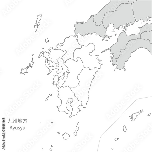 九州地方、九州地方と周辺のスタイリッシュな地図