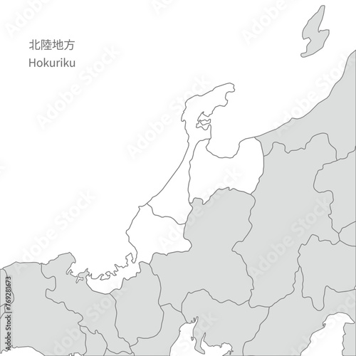 北陸地方、北陸地方と周辺のスタイリッシュな地図