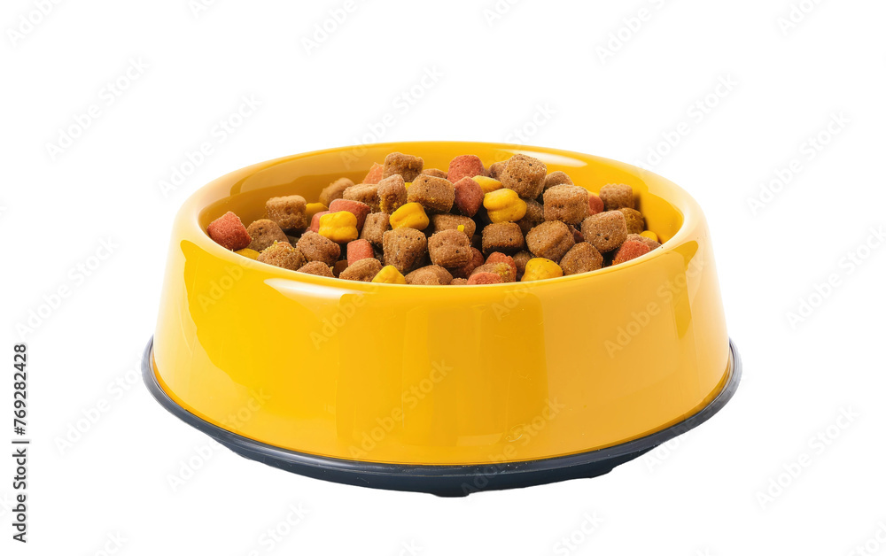 Yellow Bowl Holding Dog Food isolated on transparent Background Yellow Bowl Holding Dog Food isolated on transparent Background