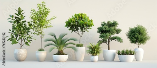 Plants and Trees in White Pot