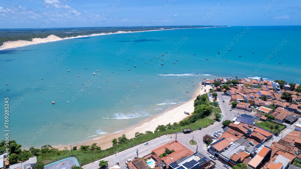 Aerial view of the beach in Bahia Formosa, Rio Grande do Norte, Brazil