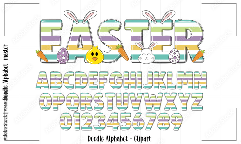 Easter-themed Alphabet & Clipart: Vibrant Doodles for Adobe Stock - Ideal for Festive Designs Easter-themed Alphabet & Clipart: Vibrant Doodles for Adobe Stock - Ideal for Festive Designs