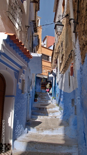 Steps in an alley in the medina in Chefchaouen, Morocco © Angela