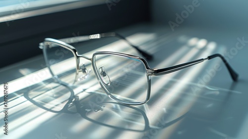 Sleek silver rectangle frame, minimal lines with a touch of elegance, showcasing modern luxury