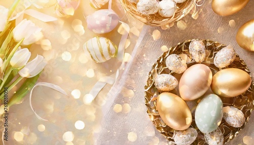 easter party concept top view sweet easter party background spring holiday concept