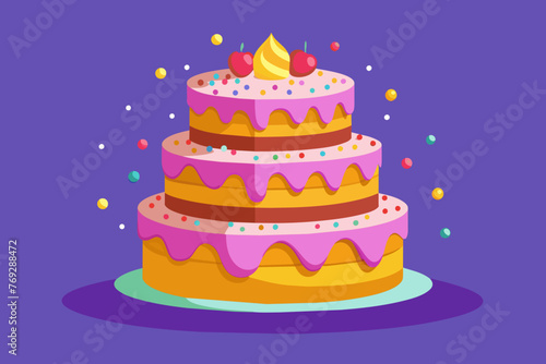 tiered-birthday-cake-with-sprinkles-vector-illustration © Jutish